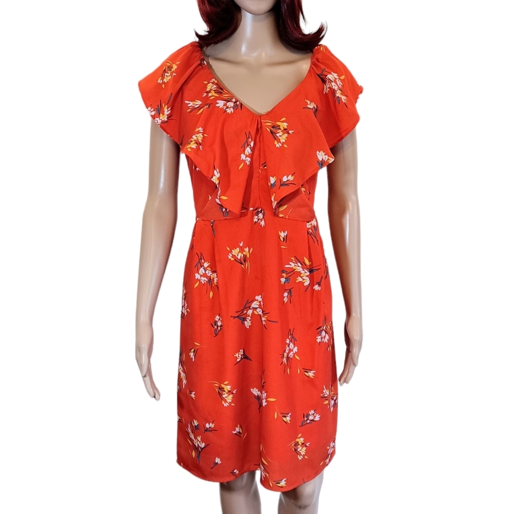 Emma & Michele Orange Floral Dress Size 8 - Picture 3 of 9